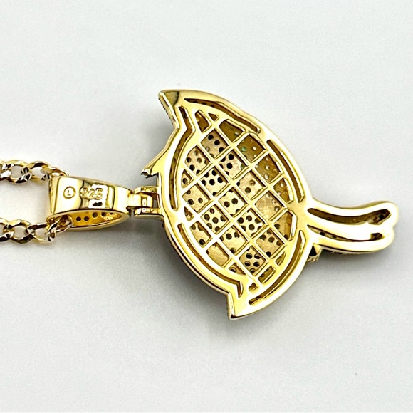 18K Gold Plated over 925 Sterling Silver Round Cut 3D PowerPuff Girls Necklace - Picture 6 of 9